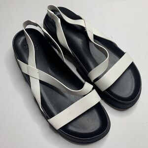 Naturalizer Jubalee Black White Faux Leather Slingback Sandals Shoes